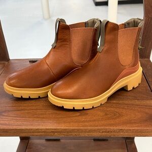 OluKai Tan Leather Ankle Boots